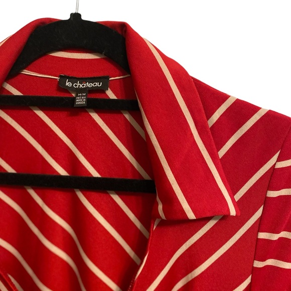 Red Striped Long Sleeve Midi Dress - Picture 4 of 4